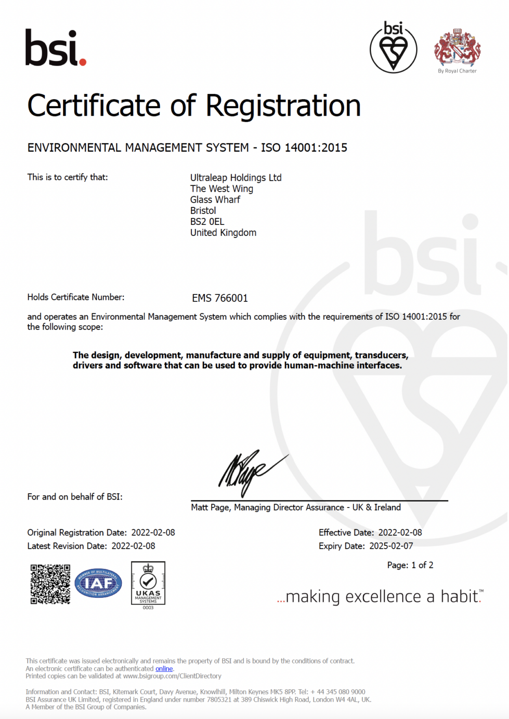 ISO 14001:2015 Quality Certificate
